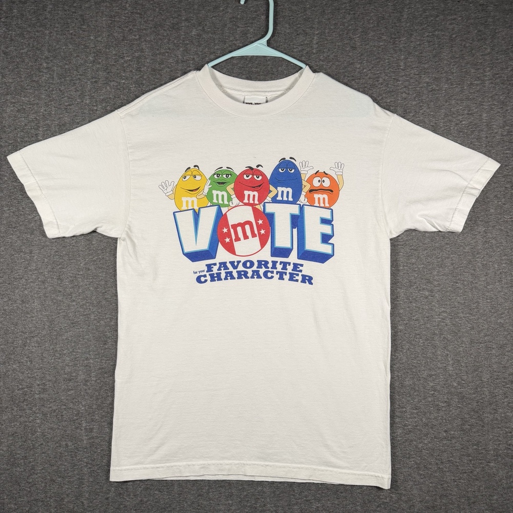 M&M's Shirt Mens Medium White Vote Favorite Character Election Graphic Tee 2009